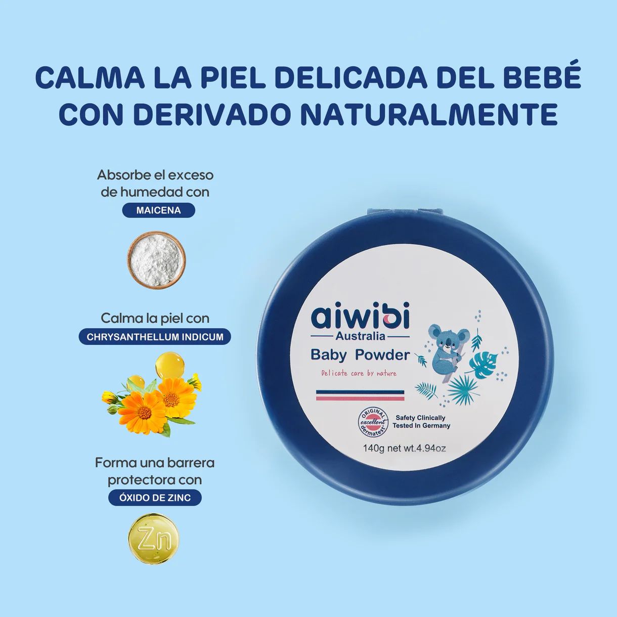 Polvo Corporal Sin Talco Aiwibi 140g - Imagen 3