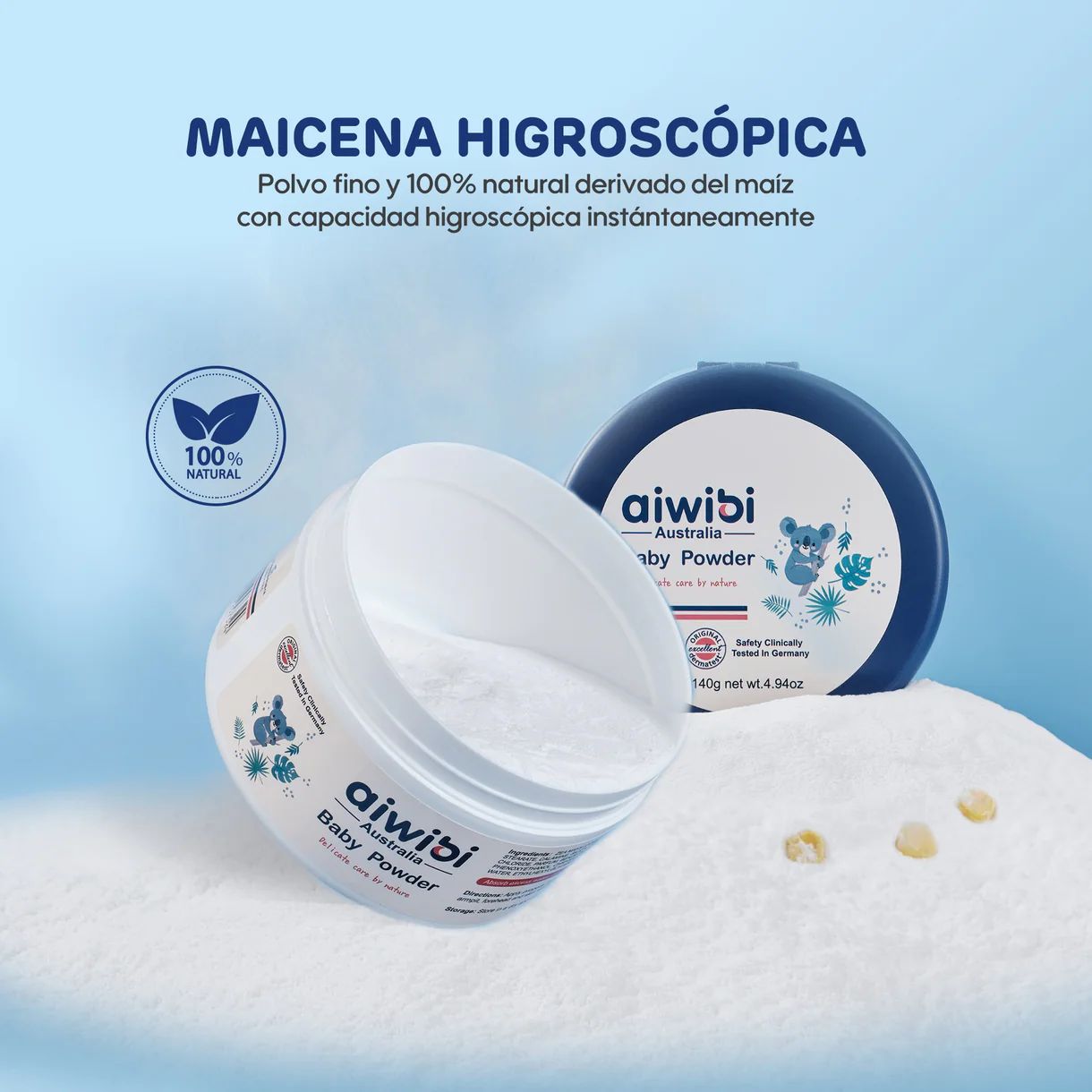 Polvo Corporal Sin Talco Aiwibi 140g - Imagen 5
